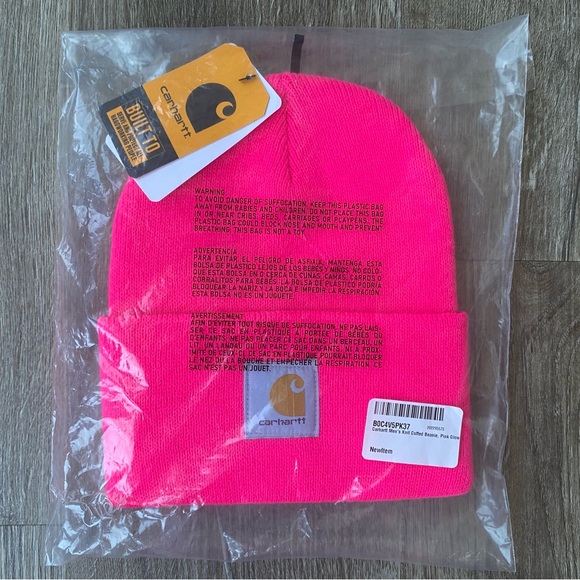 Trendy NWT Barbie Hot Pink Glow Carhartt Knit Cuffed Beanie DISCONTINUED - Picture 3 of 4